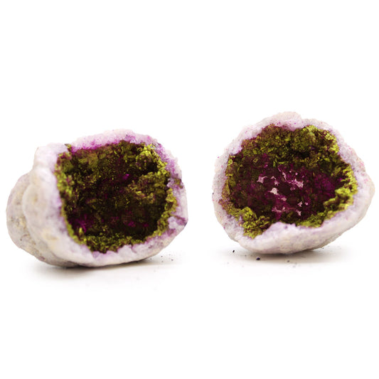 Coloured Calsite Geodes - Natural Rock - Pink & Gold - Vivid Aromas UK