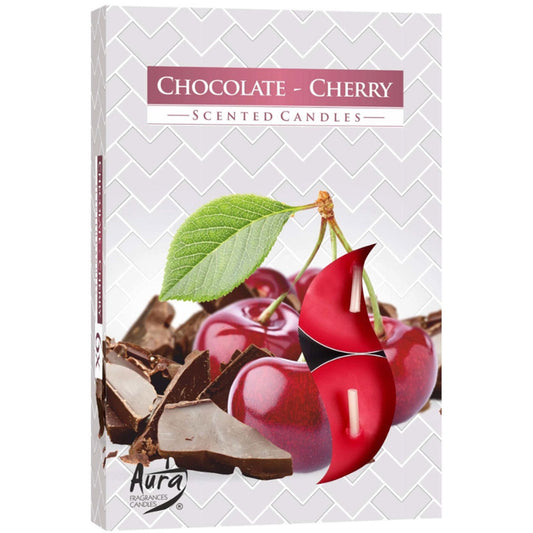 Set of 6 Scented Tealights - Chocolate & Sour Cherry - Vivid Aromas UK