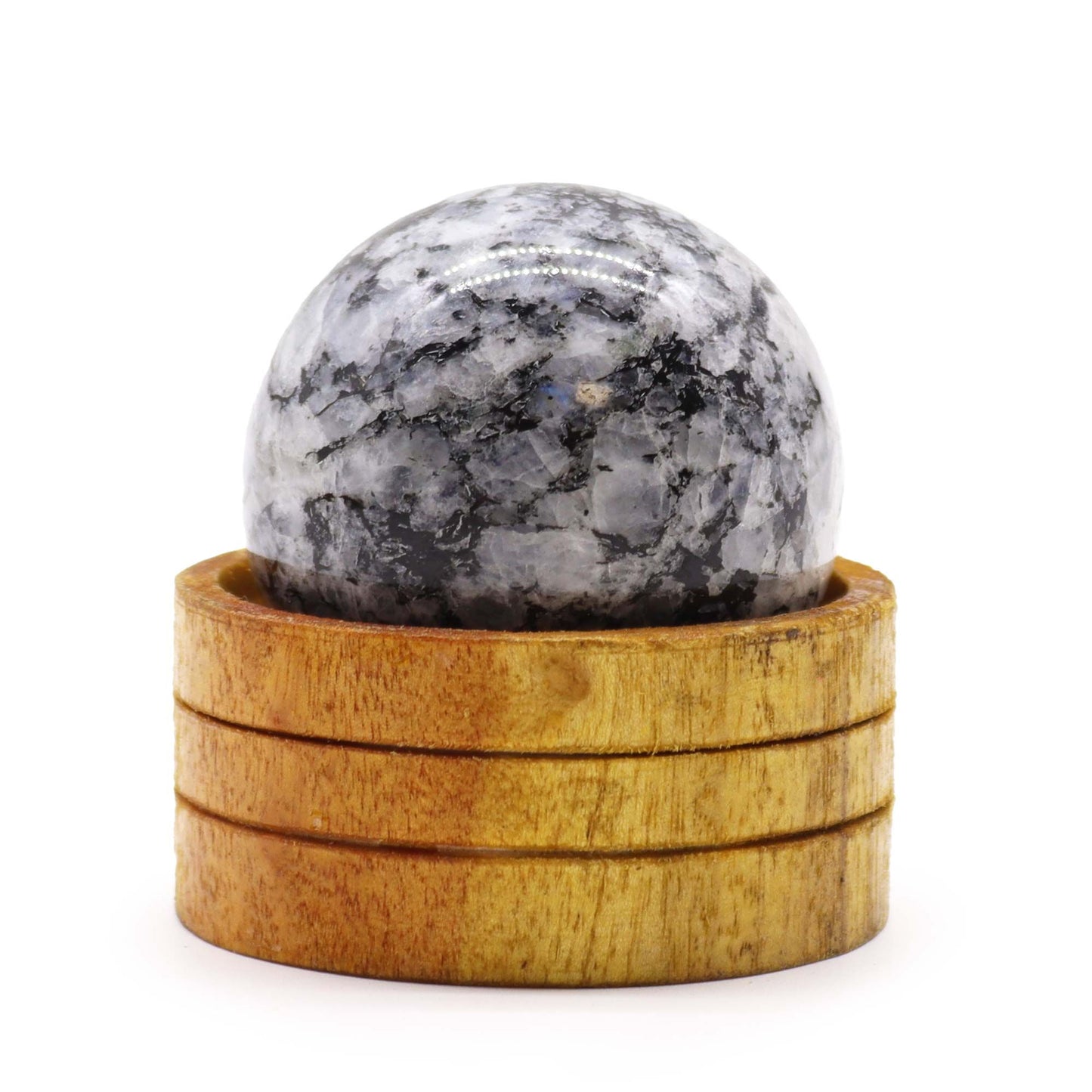 Gemstone Sphere 50mm - Indian Moonstone with Stand - Vivid Aromas UK