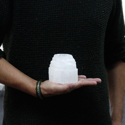 Selenite Mountain Top Candle Holder - 8 cm - Vivid Aromas UK
