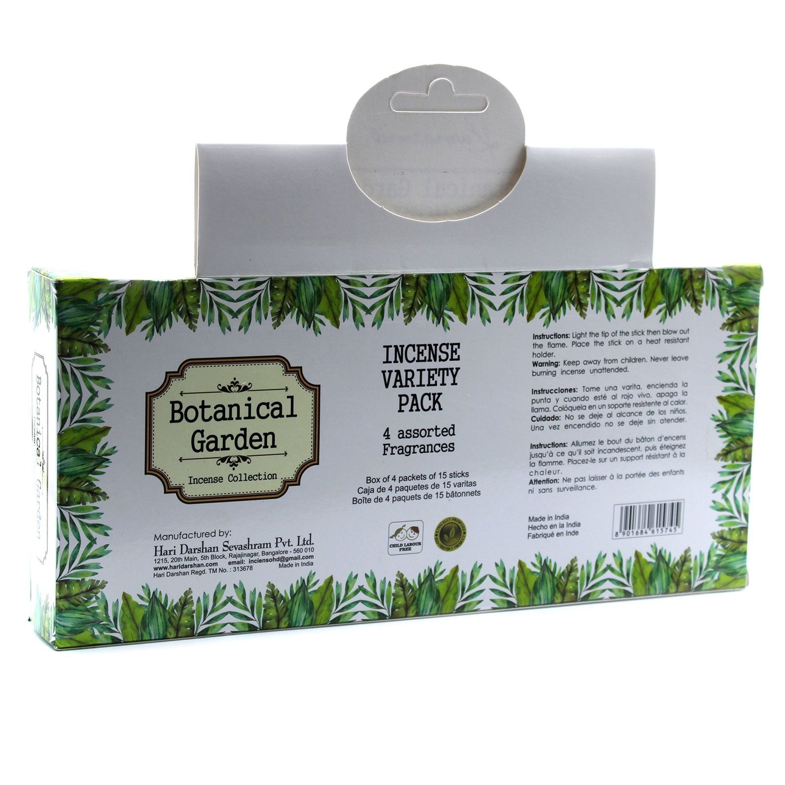 Botanical Garden Incense Gift Set - 4 Assorted Fragrances - Vivid Aromas UK