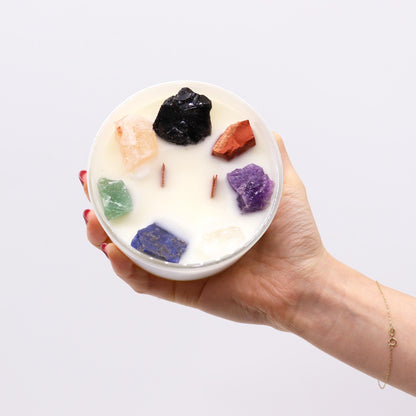 Large Chakra Crystal Candles - Seven Charkra - Vivid Aromas UK