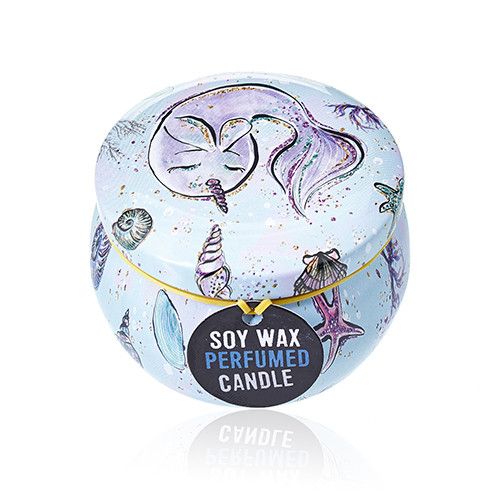 Art Tin Candle - Assorted Design - Sea life - Rasberry - Vivid Aromas UK