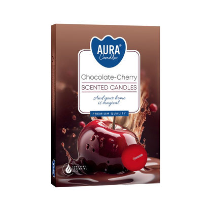 Set of 6 Scented Tealights - Chocolate & Sour Cherry - Vivid Aromas UK