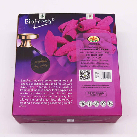 Biofresh Backflow Incense Cones - Arabian Jasmine - Vivid Aromas UK
