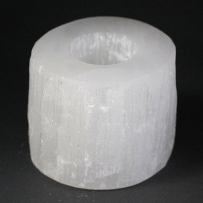 Selenite Cylinder Candle Holder - 8 cm - Vivid Aromas UK