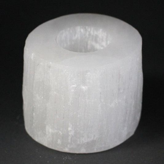 Selenite Cylinder Candle Holder - 8 cm - Vivid Aromas UK