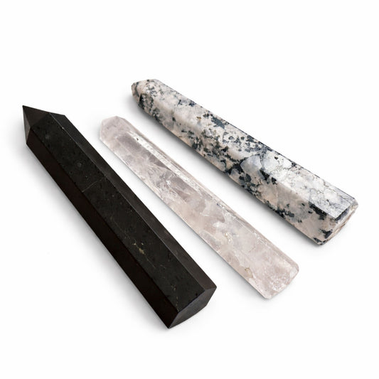 Gemstone Six Face Obelisk Point approx 17cm - Rainbow Moonstone - Vivid Aromas UK