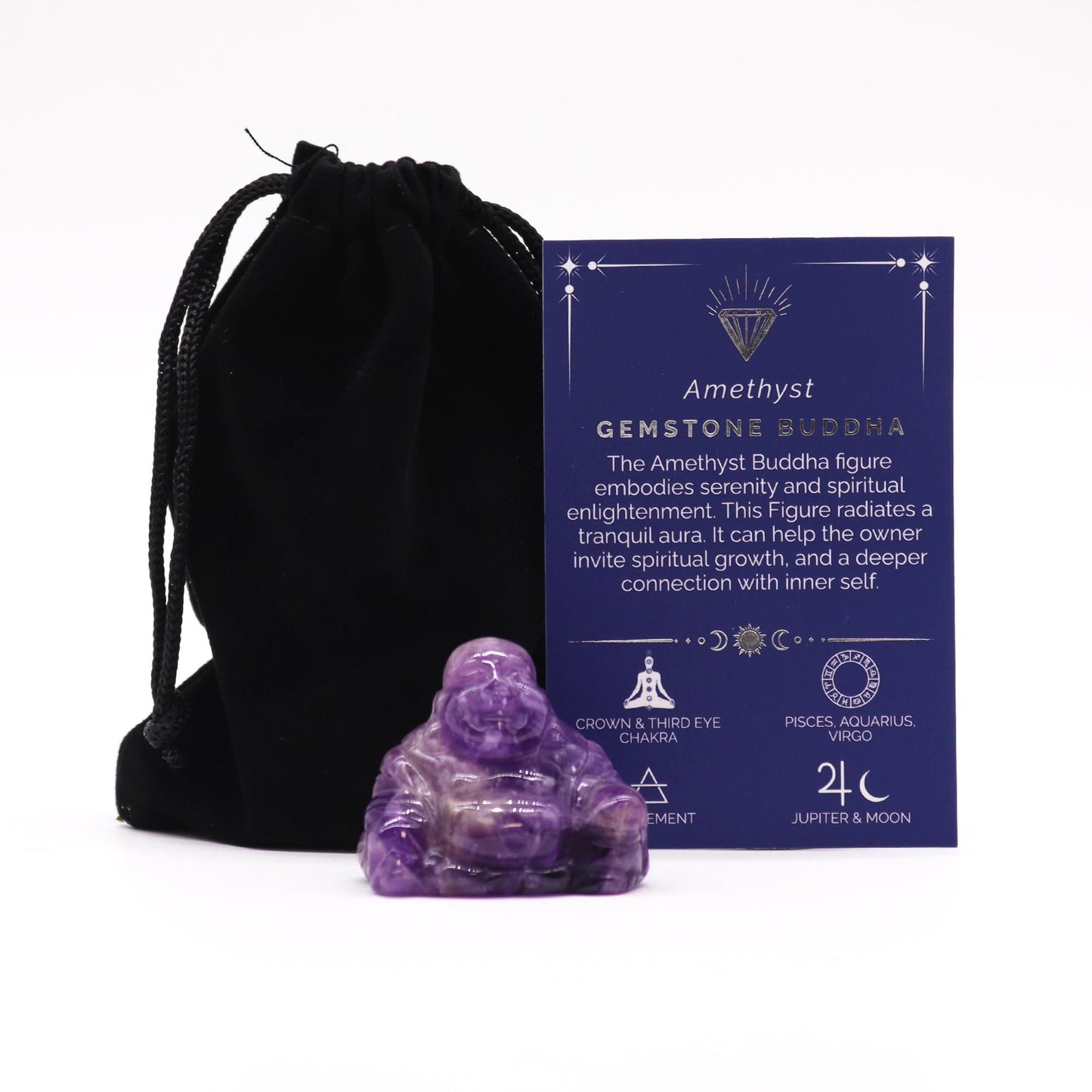 Gemstone Small Buddha - Amethyst - Vivid Aromas UK