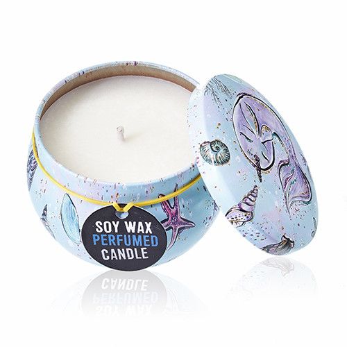 Art Tin Candle - Assorted Design - Sea life - Rasberry - Vivid Aromas UK