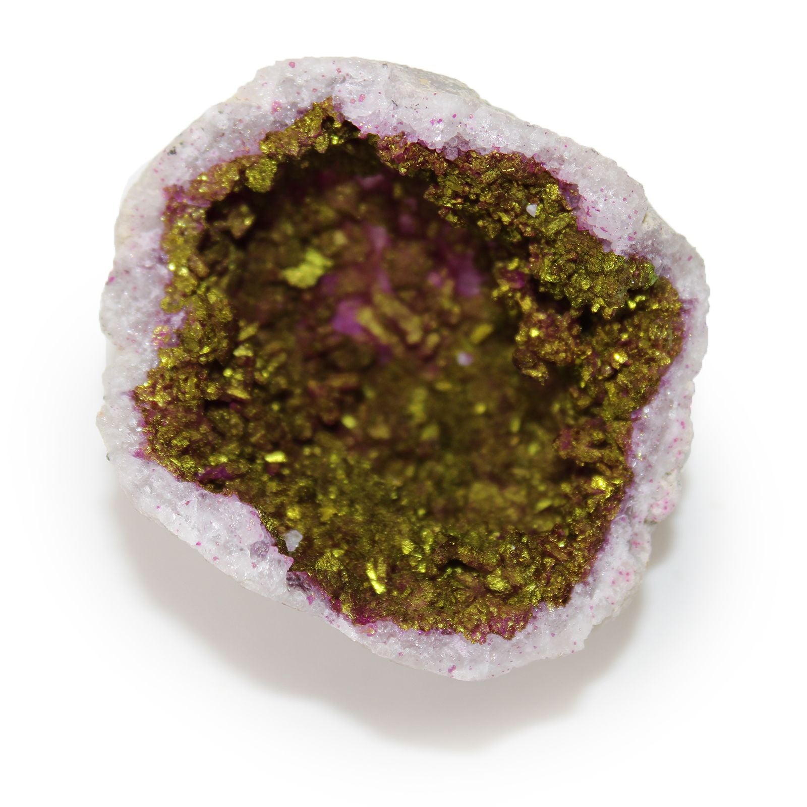 Coloured Calsite Geodes - Natural Rock - Pink & Gold - Vivid Aromas UK