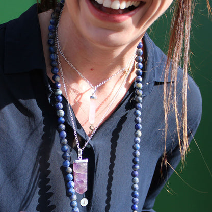 Gemstone Classic Point Pendant - Black Agate - Vivid Aromas UK
