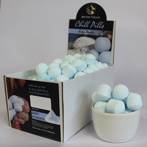 1.3Kg Box of Chill Pills (Mini Bath Bombs) - Baby Powder - Vivid Aromas UK