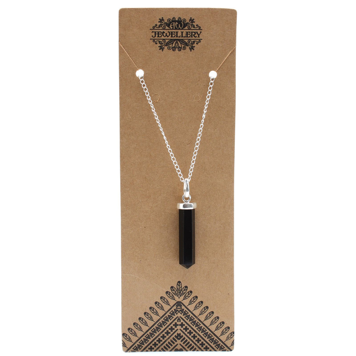 Gemstone Classic Point Pendant - Black Agate - Vivid Aromas UK