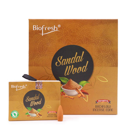 Biofresh Backflow Incense Cones - Sandalwood - Vivid Aromas UK