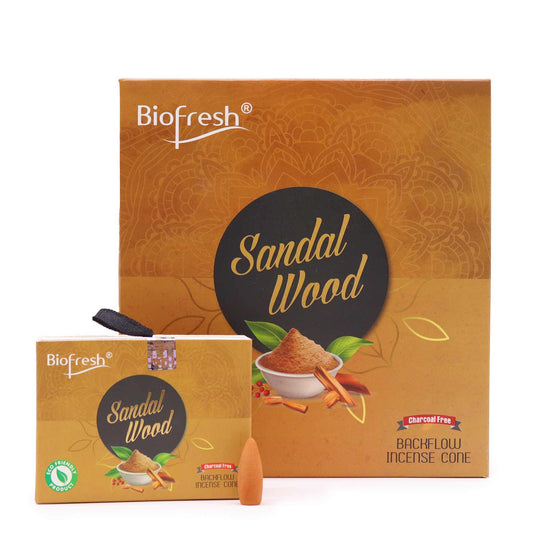 Biofresh Backflow Incense Cones - Sandalwood - Vivid Aromas UK