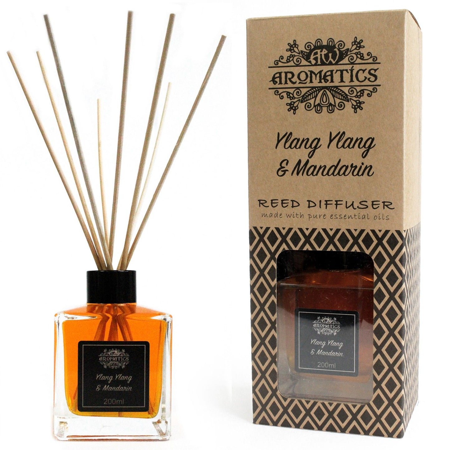 200ml Ylang Ylang & Mandarin Essential Oil Reed Diffuser - Vivid Aromas UK