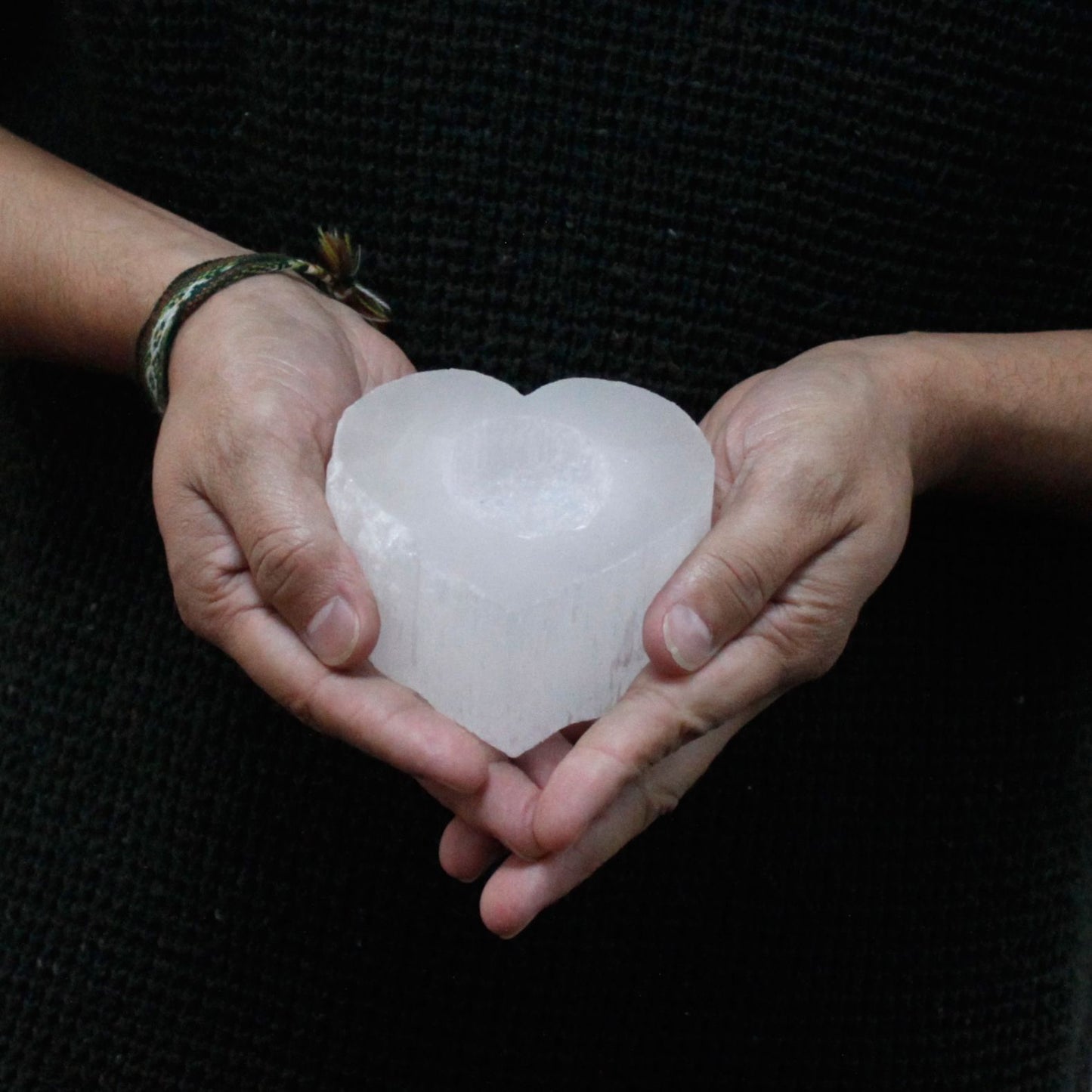 Selenite Heart Candle Holder - Vivid Aromas UK