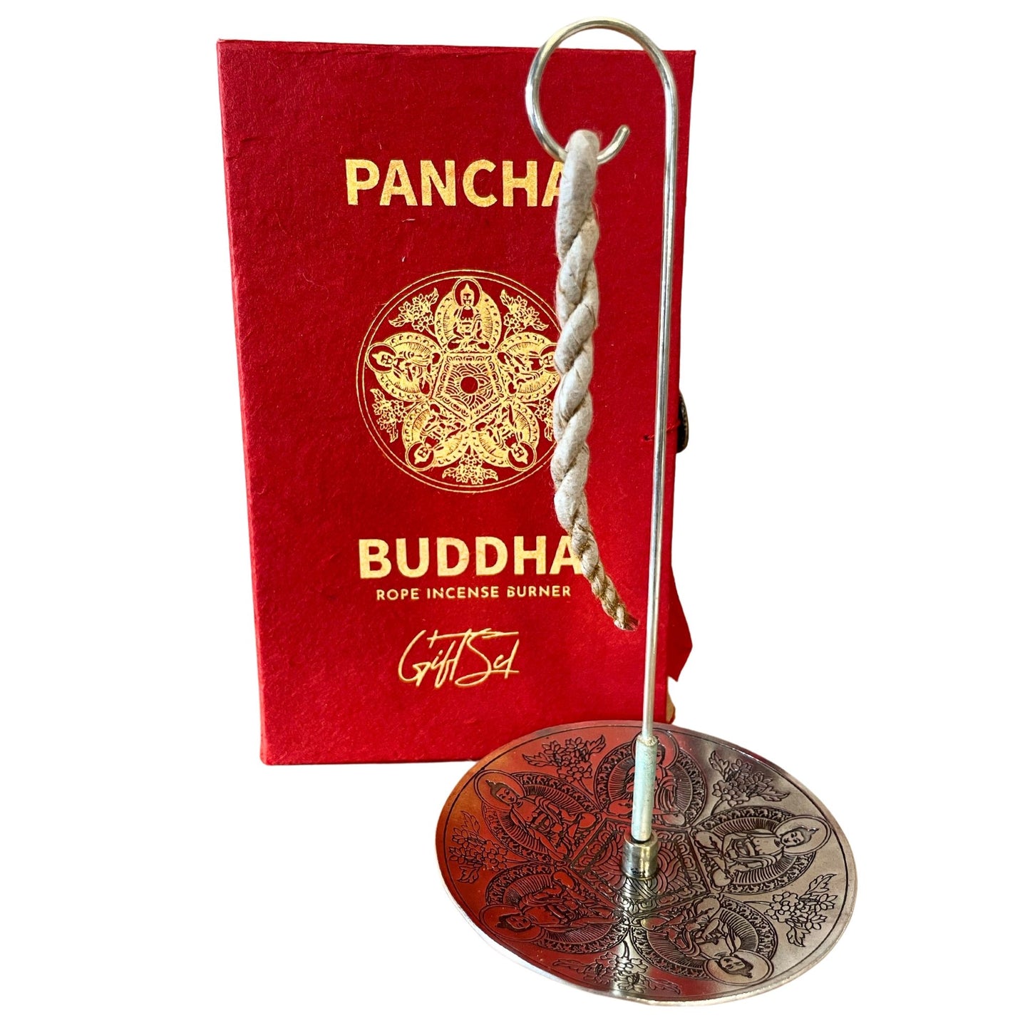 Rope Incense and Silver Plated Holder Set - Pancha Buddha - Vivid Aromas UK