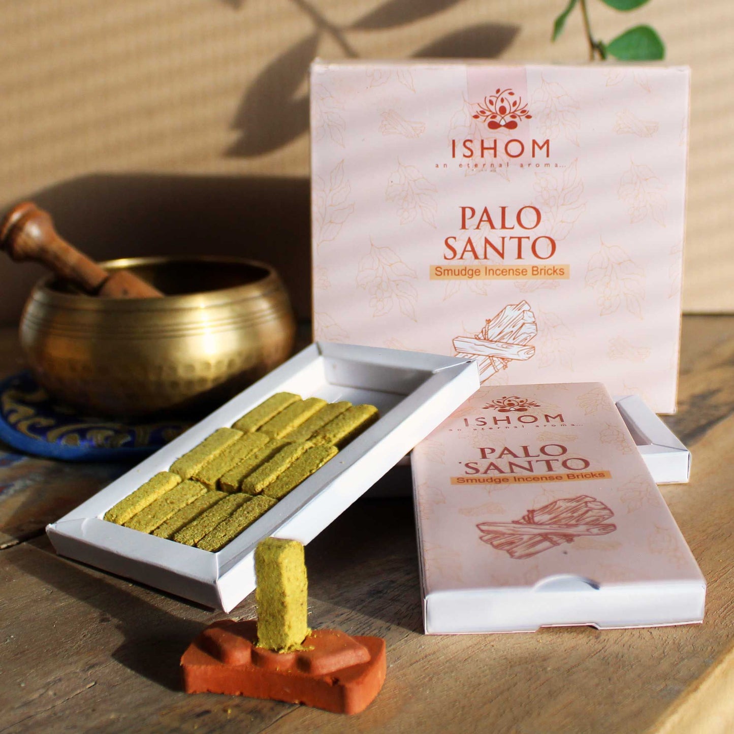 Pack of 15 Natural Incense Smudge Bricks and Burner - Palo Santo - Vivid Aromas UK