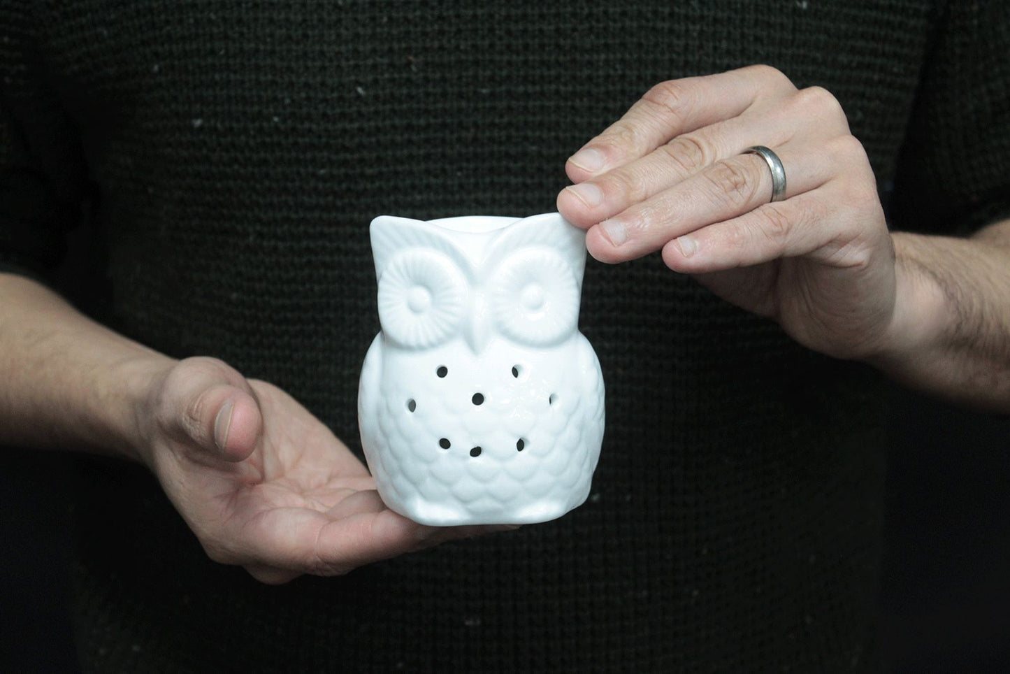 Classic White Oil Burner - Tall Owl - Vivid Aromas UK