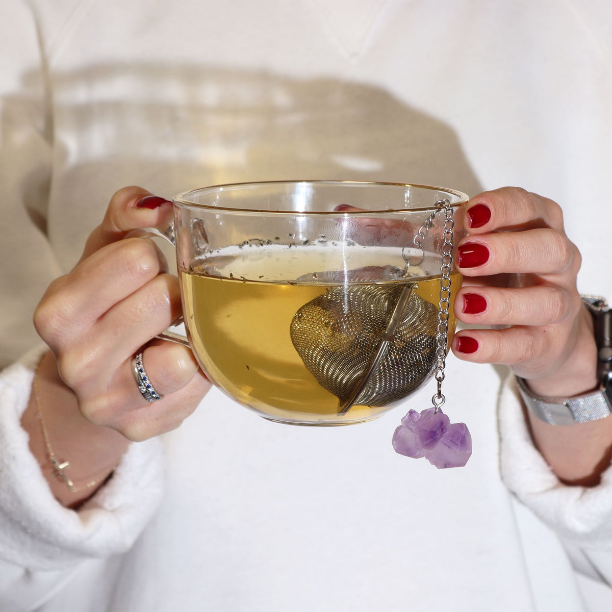 Raw Crystal Gemstone Tea Strainer - Black Obsidian - Vivid Aromas UK