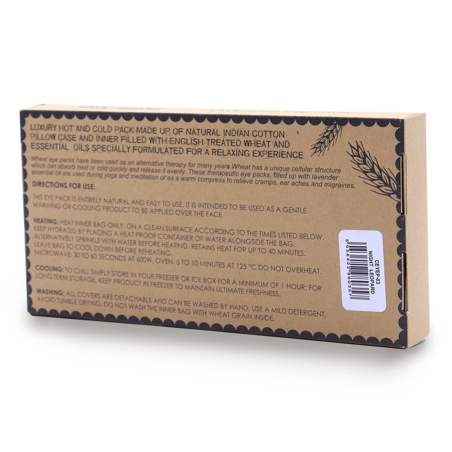 Lavender Natural Cotton and Juco Eye Pillow in Gift Box - Night Leopard - Vivid Aromas UK