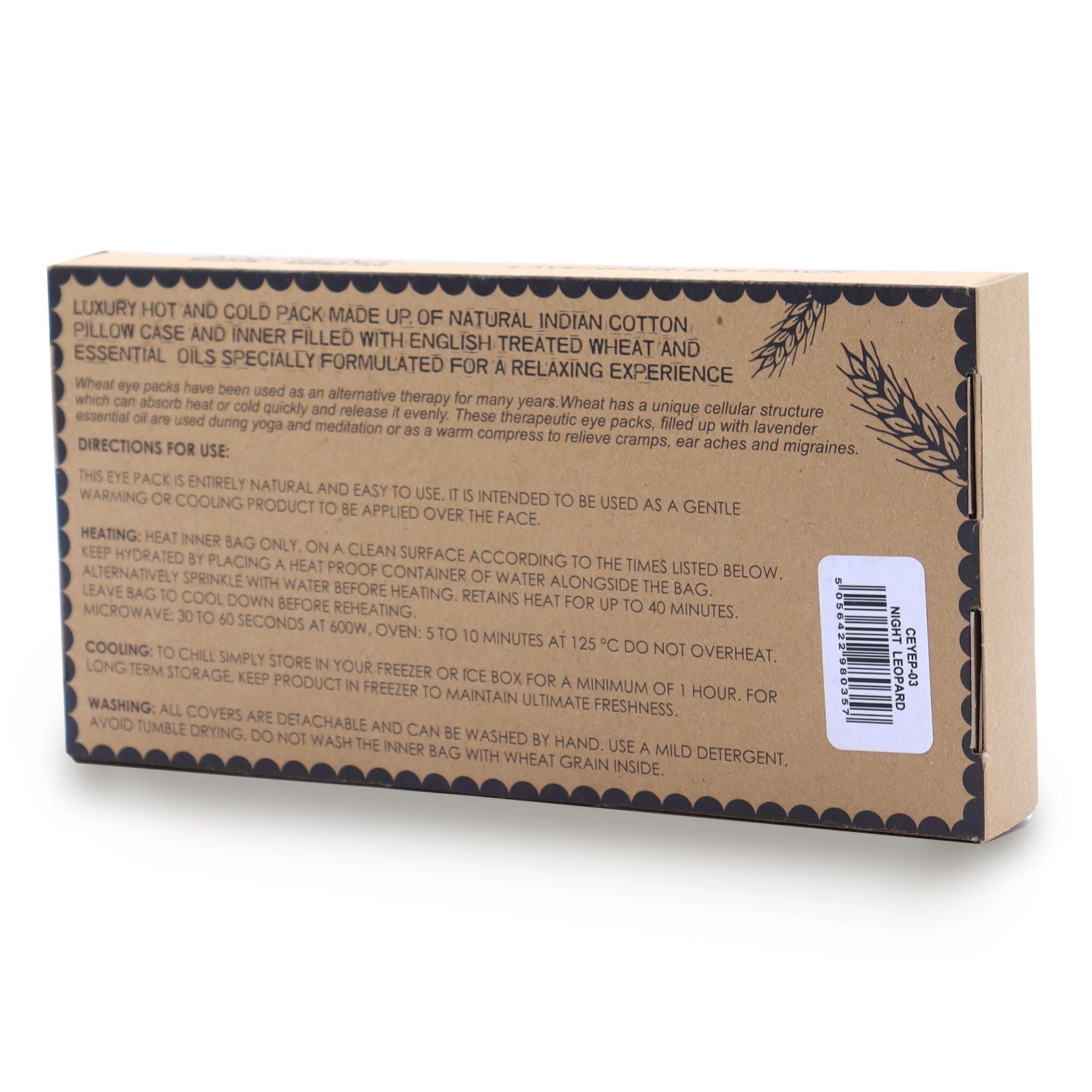 Lavender Natural Cotton and Juco Eye Pillow in Gift Box - Night Leopard - Vivid Aromas UK