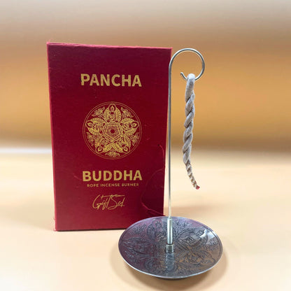 Rope Incense and Silver Plated Holder Set - Pancha Buddha - Vivid Aromas UK