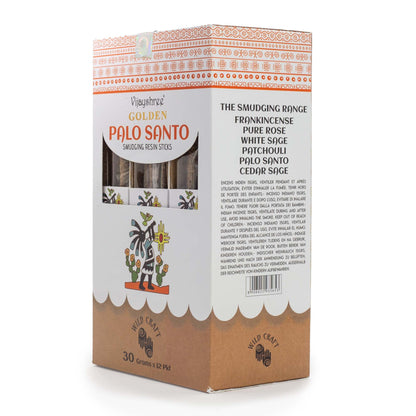Golden Palo Santo Smudging Resin Sticks – 30g - Vivid Aromas UK