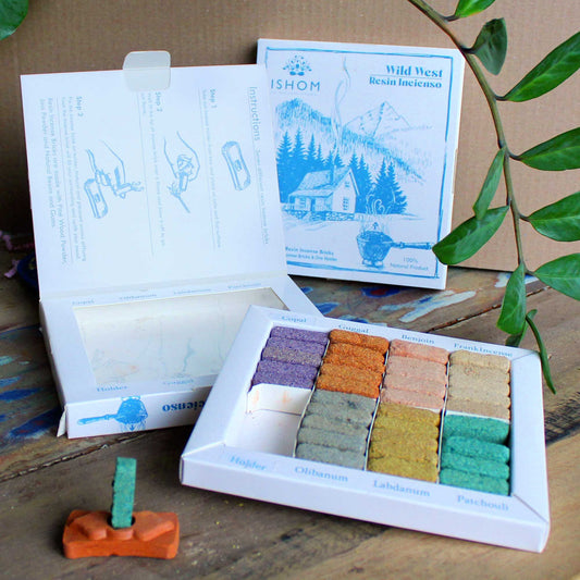 Display Set of 70 Incense Smudge Bricks and Burner - Wild West - Vivid Aromas UK
