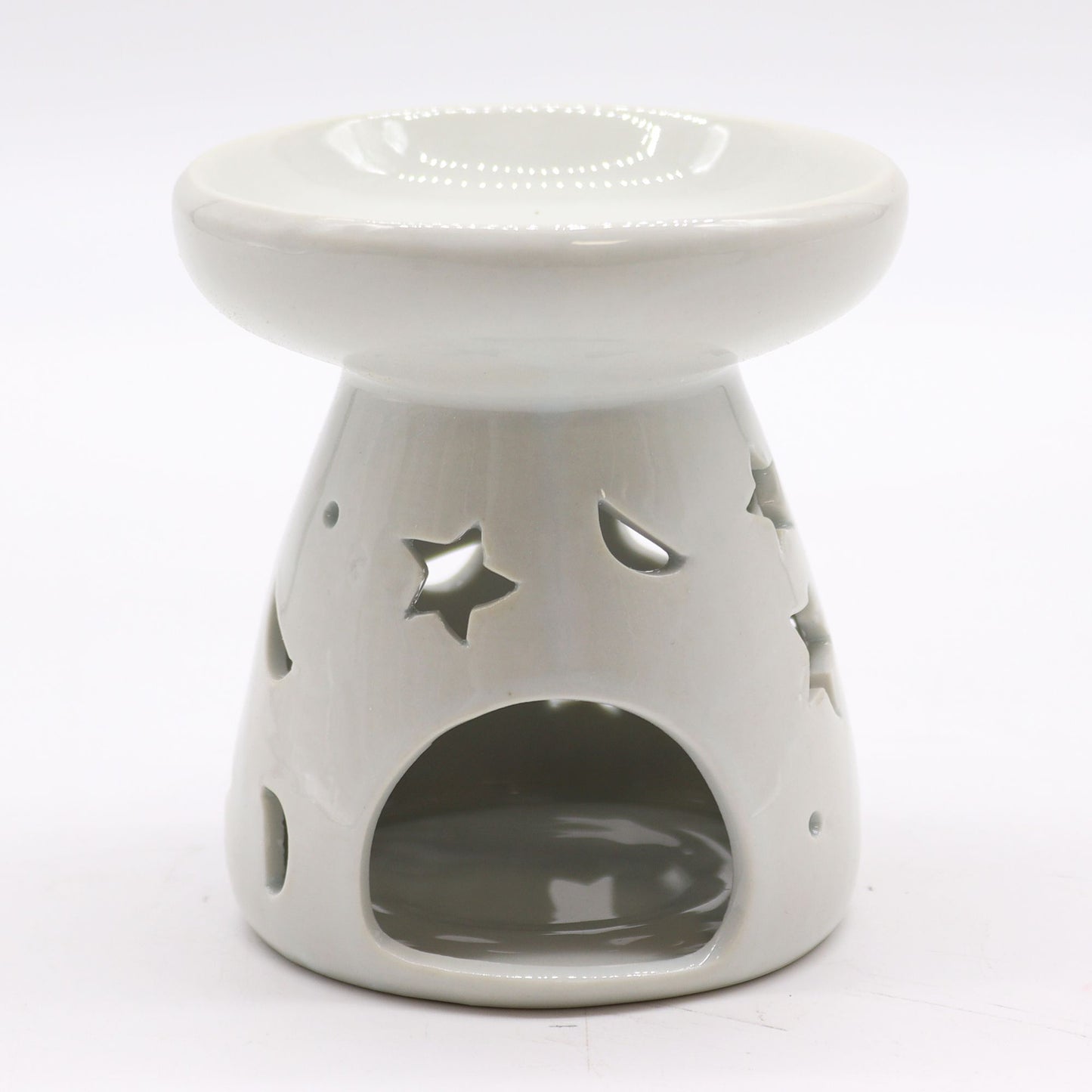 Lrg Classic White Oil Burner - Moon & Star - Vivid Aromas UK