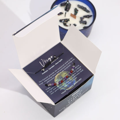 Zodiac Crystal Candle with Gemstone Bracelet - Virgo - Vivid Aromas UK