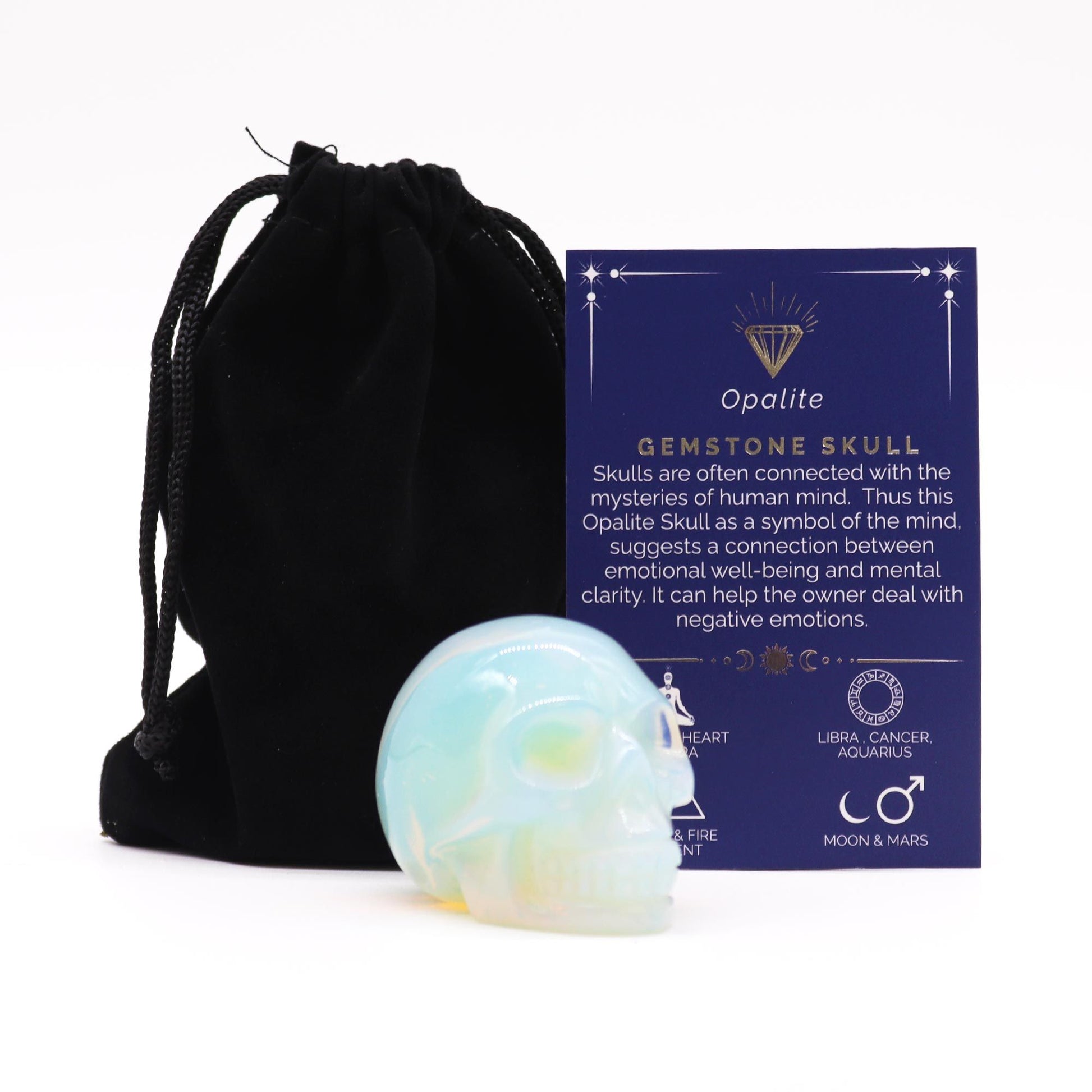 Gemstone Lrg Skull - Opalite - Vivid Aromas UK