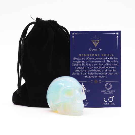 Gemstone Lrg Skull - Opalite - Vivid Aromas UK