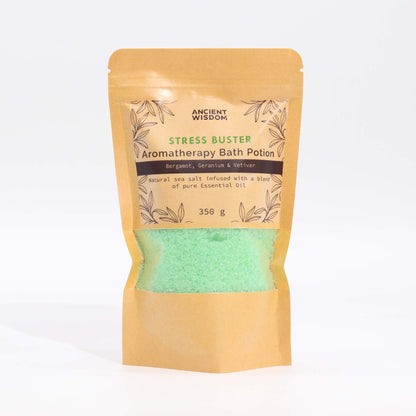 Aromatherapy Bath Potion in Kraft Bag 350g - Stress Buster - Vivid Aromas UK