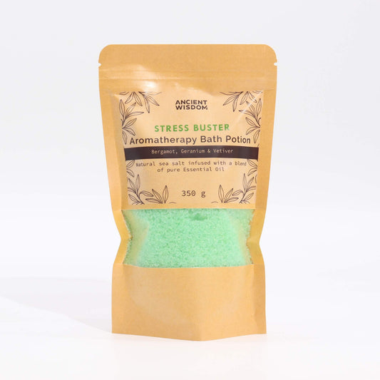 Aromatherapy Bath Potion in Kraft Bag 350g - Stress Buster - Vivid Aromas UK
