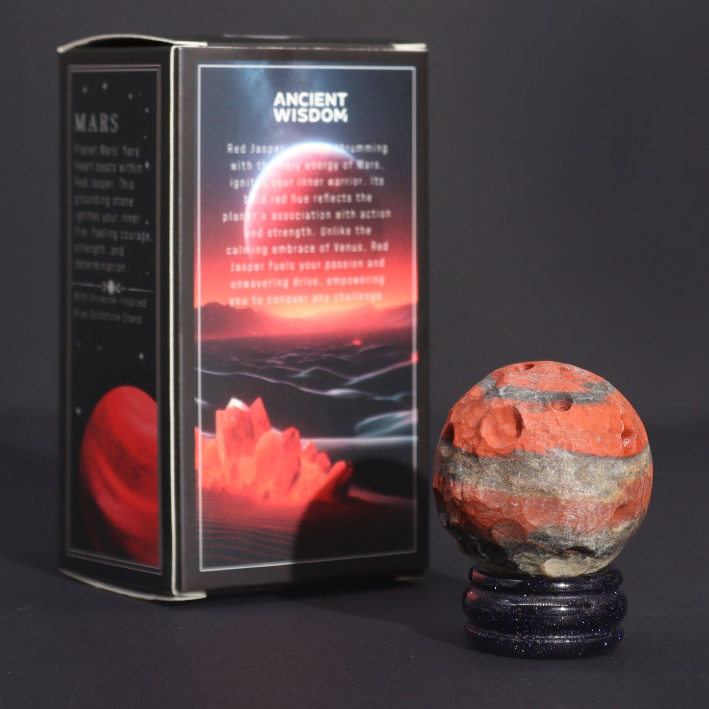 Red Jasper Planet on a Sola Goldstone Stand (MARS) - Vivid Aromas UK