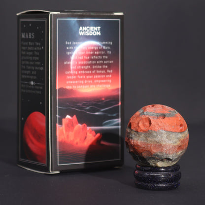 Red Jasper Planet on a Sola Goldstone Stand (MARS) - Vivid Aromas UK