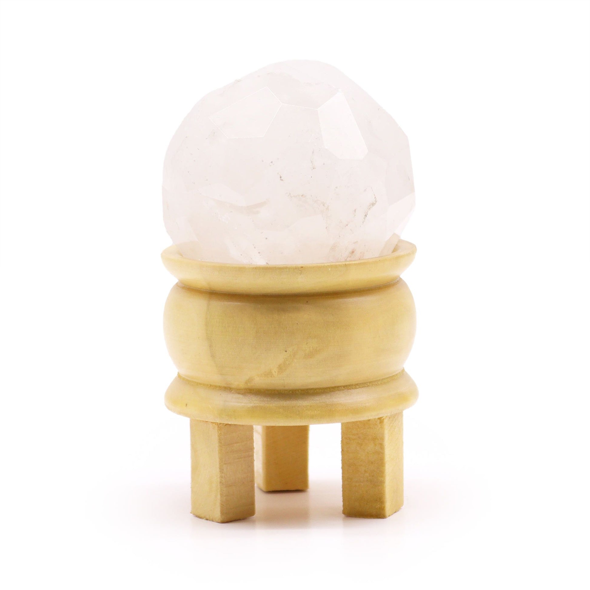 Gemstone Faceted Healing Ball & Stand - Rock Quartz - Vivid Aromas UK