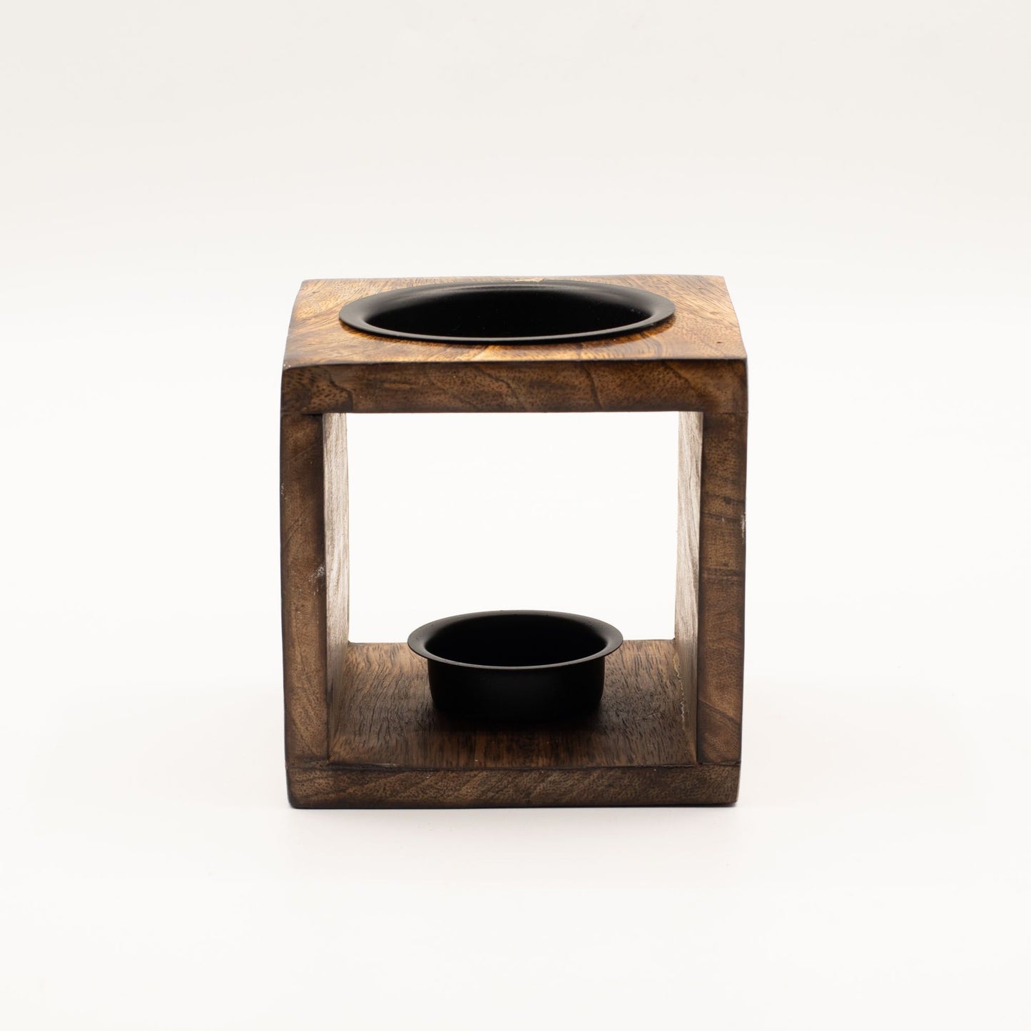 Square Mango Wood Oil Burner - Hamsa - Vivid Aromas UK