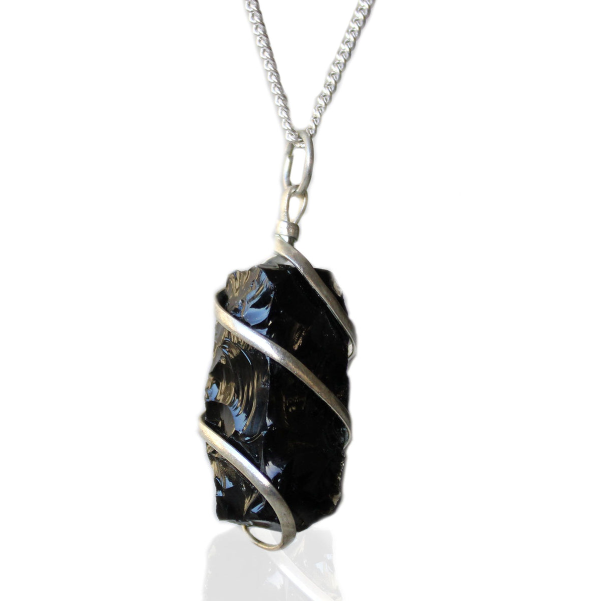 Cascade Wrapped Gemstone Necklace - Rough Black Onyx - Vivid Aromas UK