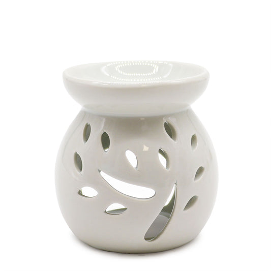 Sm Classic White Oil Burner - Tree Cut-out - Vivid Aromas UK