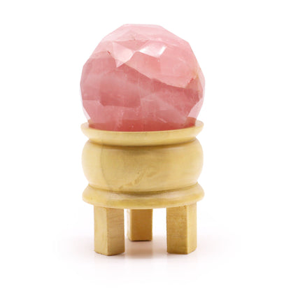 Gemstone Faceted Healing Ball & Stand - Rose Quartz - Vivid Aromas UK