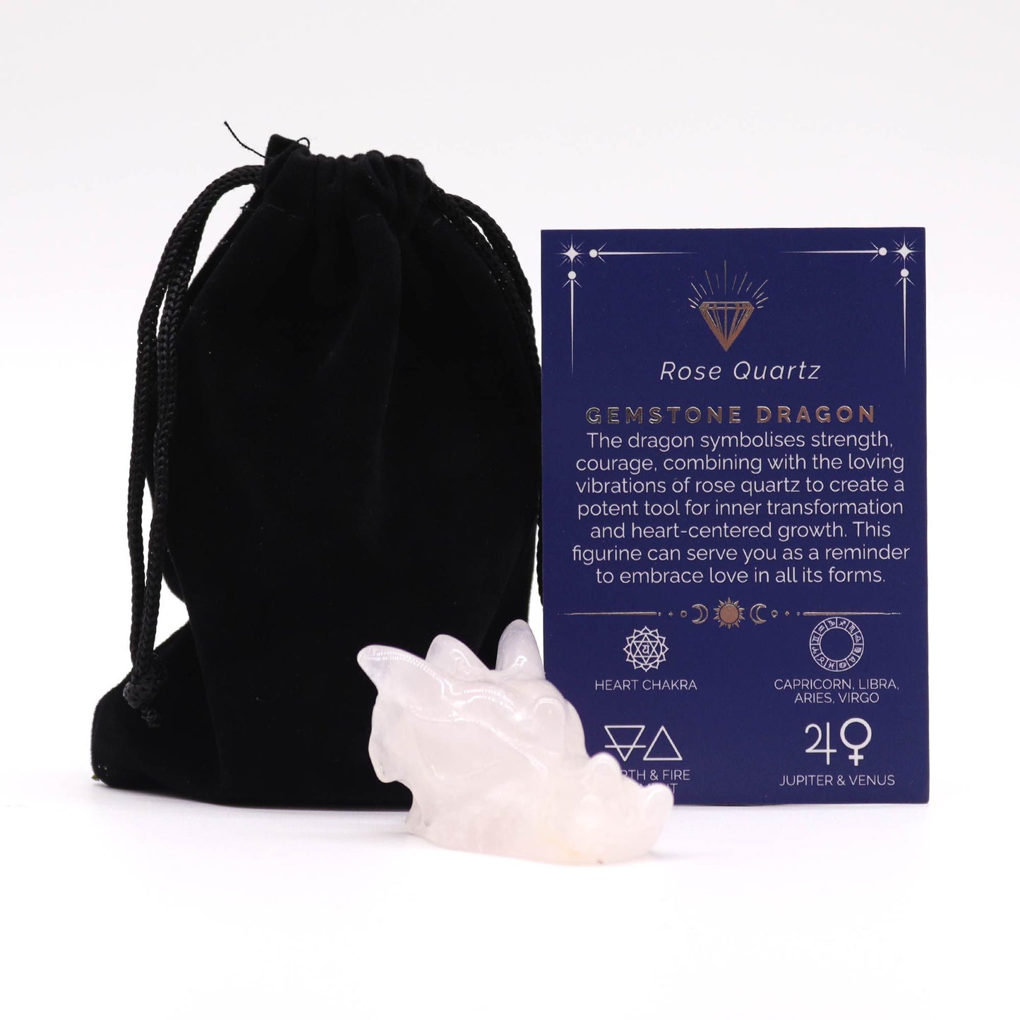 Gemstone Small Dragon Head- Rose Quartz - Vivid Aromas UK