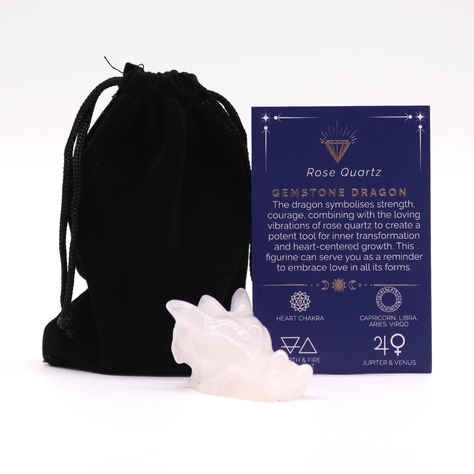 Gemstone Small Dragon Head- Rose Quartz - Vivid Aromas UK