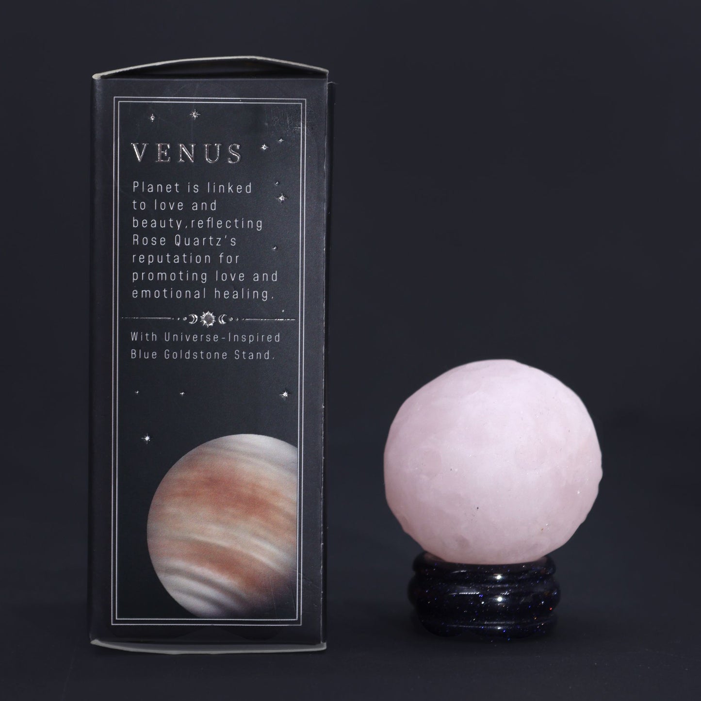 Rose Quartz Planet on a Sola Goldstone Stand (VENUS) - Vivid Aromas UK