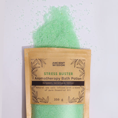 Aromatherapy Bath Potion in Kraft Bag 350g - Stress Buster - Vivid Aromas UK