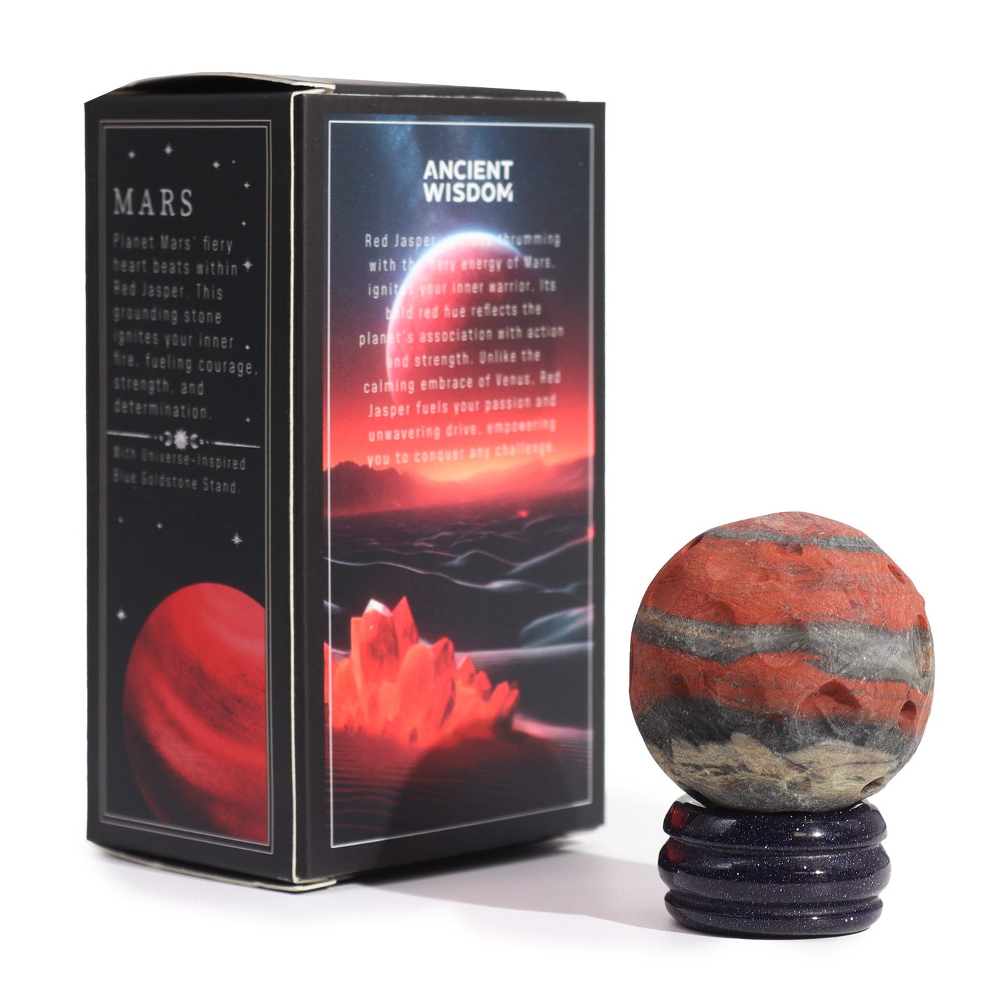 Red Jasper Planet on a Sola Goldstone Stand (MARS) - Vivid Aromas UK