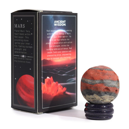 Red Jasper Planet on a Sola Goldstone Stand (MARS) - Vivid Aromas UK
